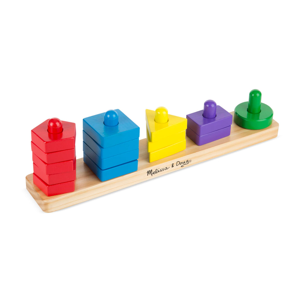 Melissa & Doug Stack and Sort Board with 15 wooden pieces ready for color and shape play