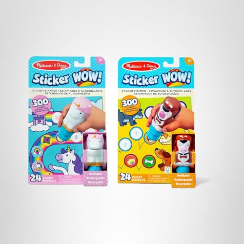 Melissa & Doug Sticker WOW Cocoa the Dog and Cupcake the Unicorn spark imaginative stamping adventures.
