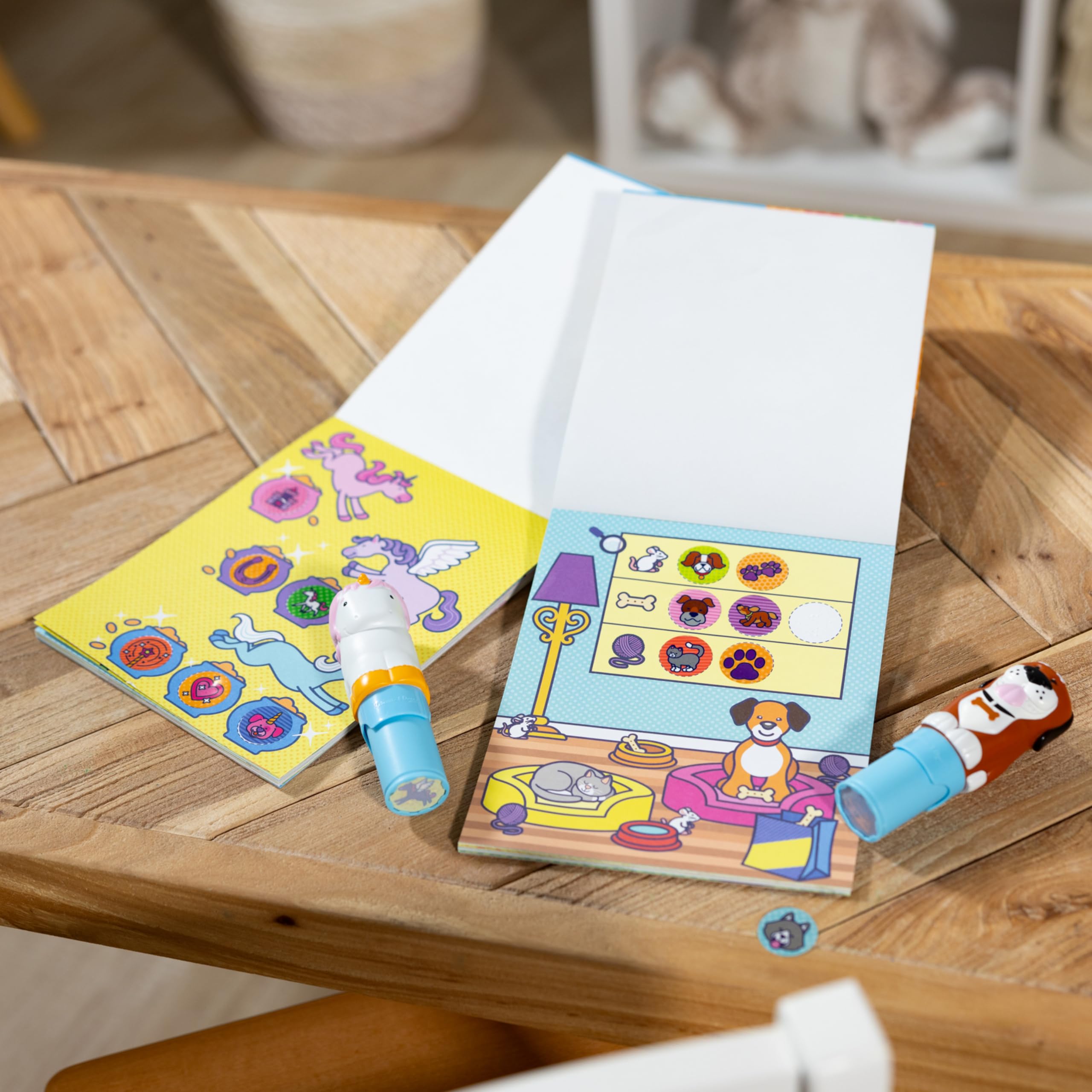 Melissa & Doug Sticker WOW two 24-page pads offer pets and fantasy activities.