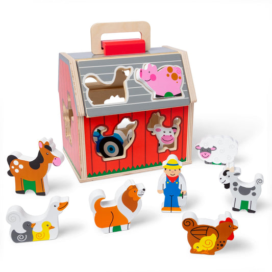 Melissa & Doug Take-Along Barn front view showing portable play on the go