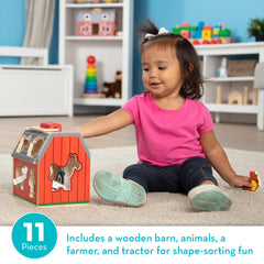 Built-in handle on the Take-Along Barn for easy transportation