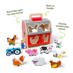 Wooden animals set from the Take-Along Barn for durable, chunky play