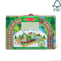 Melissa & Doug Take-Along Railroad accessories spark imaginative role play with friends.