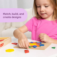 Melissa & Doug tangram puzzles with wooden tiles to boost spatial reasoning