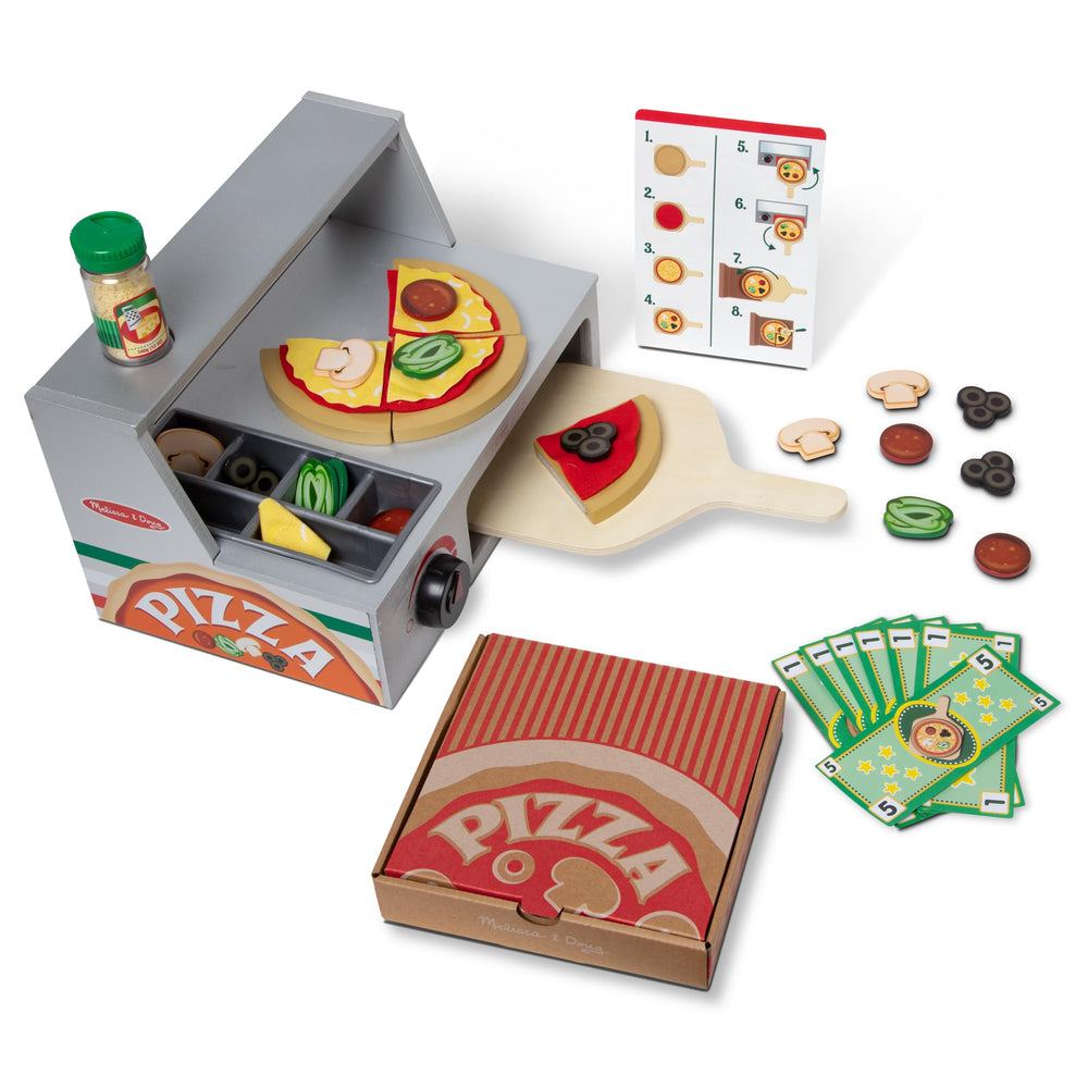 Melissa & Doug top-bake wooden pizza counter play set for imaginative kitchen role play