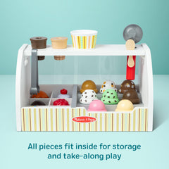Melissa & Doug toppings and cones arranged to show variety and creative play options