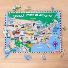 Melissa & Doug USA Map surface is easy to clean for quick setup.