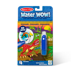 Melissa & Doug front cover showing dinosaur scene and compact size benefit