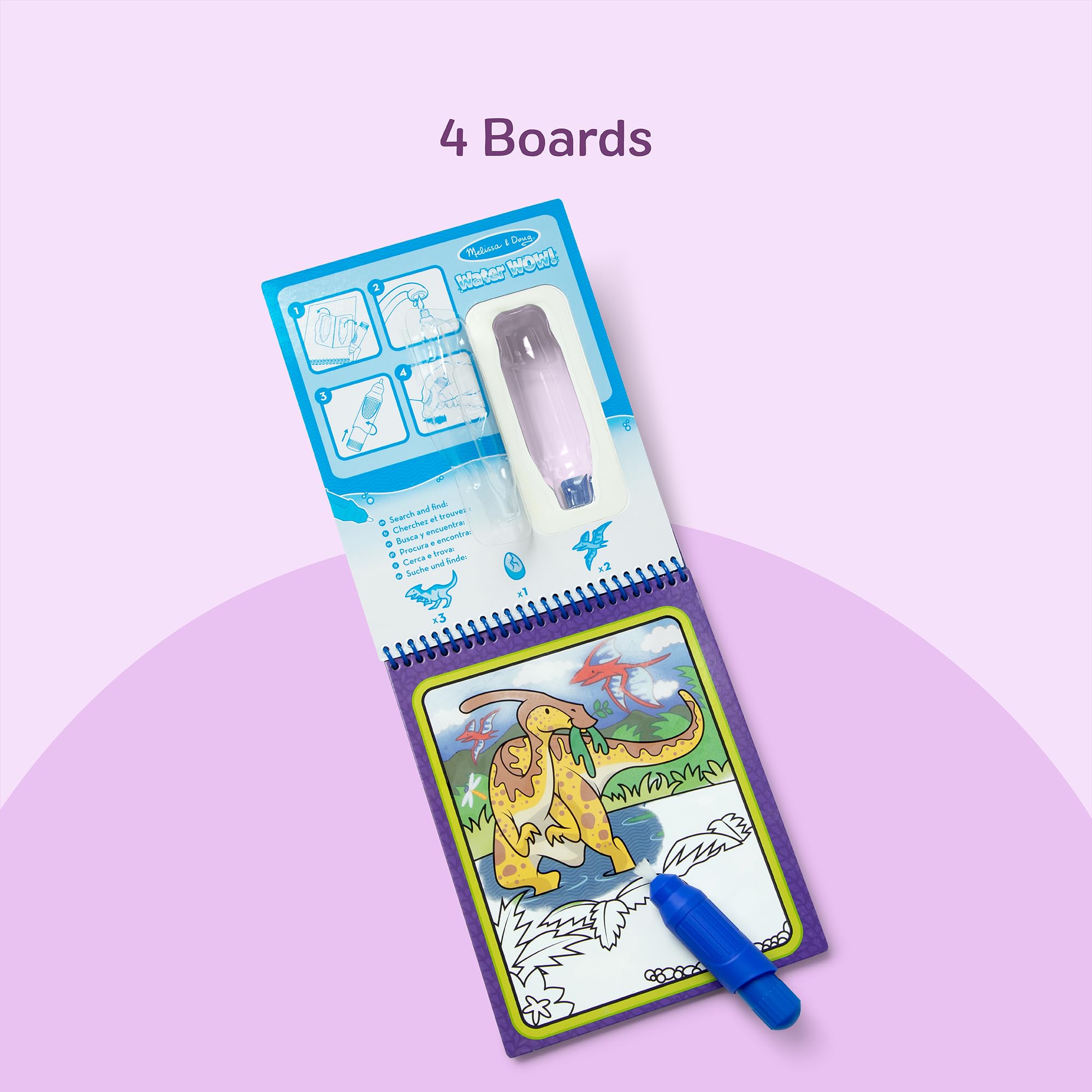 Search-and-find dinosaur page from Melissa & Doug encouraging observation skills benefit