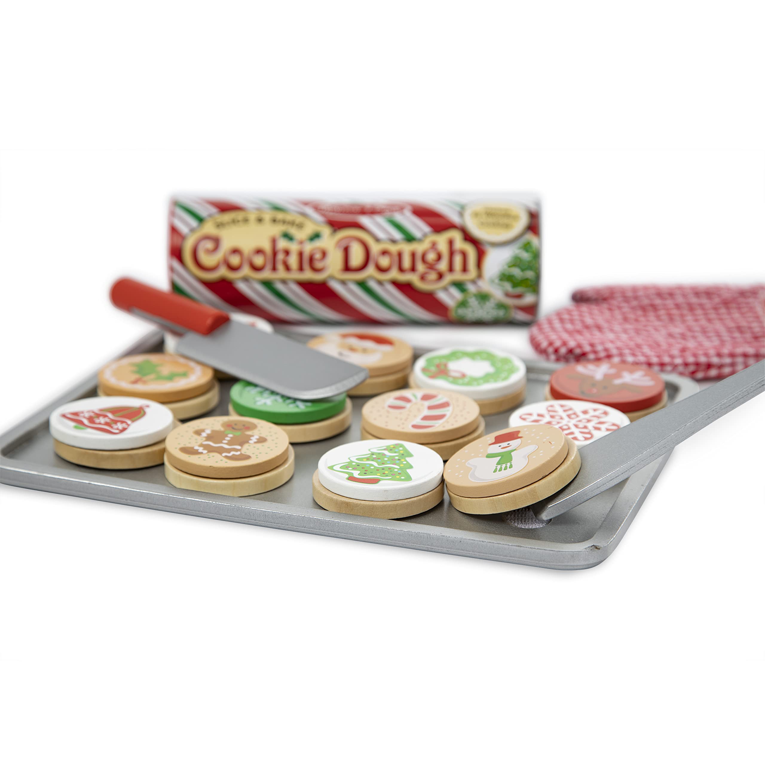 Melissa & Doug wooden cookie sheet shown for organized baking pretend play.