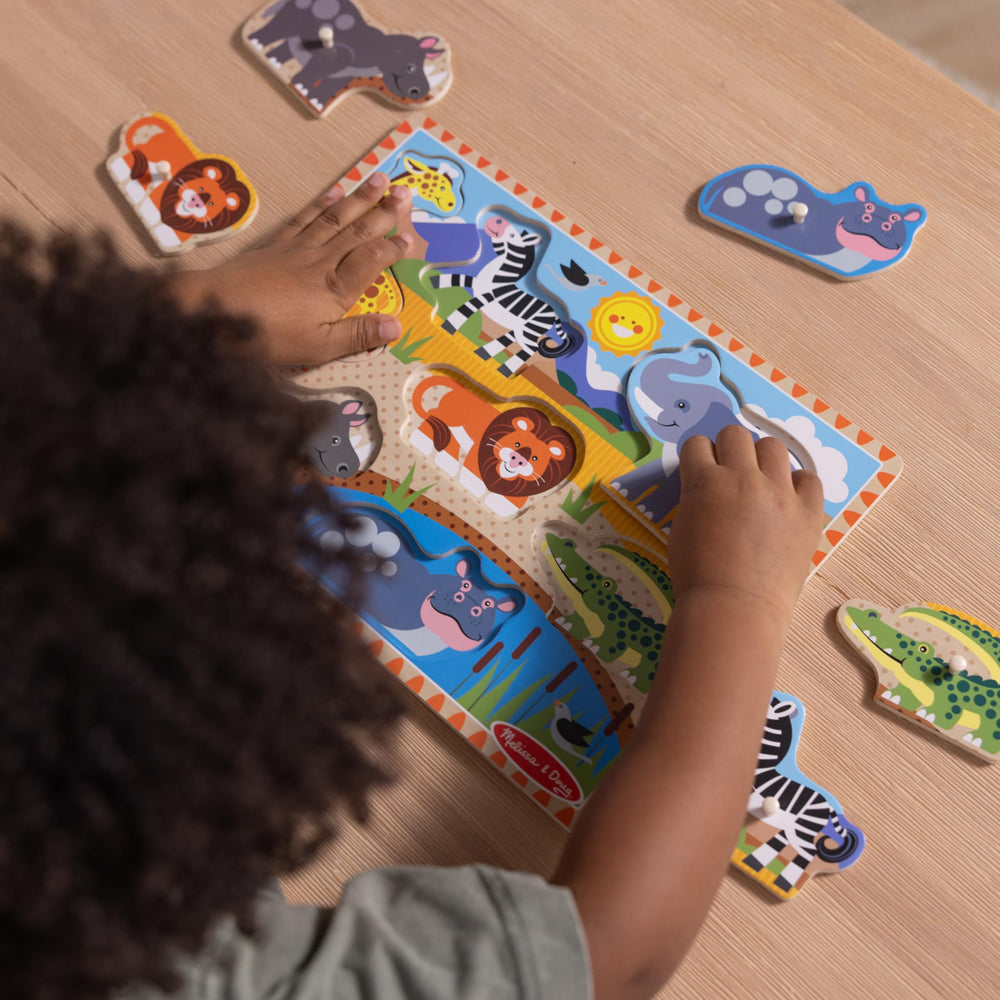 Melissa & Doug safari puzzle invites exploration and problem-solving for toddlers
