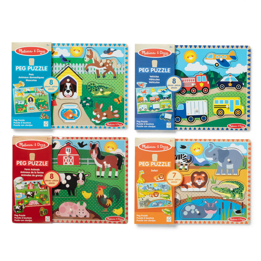Melissa & Doug built-in picture cues under pieces aid matching