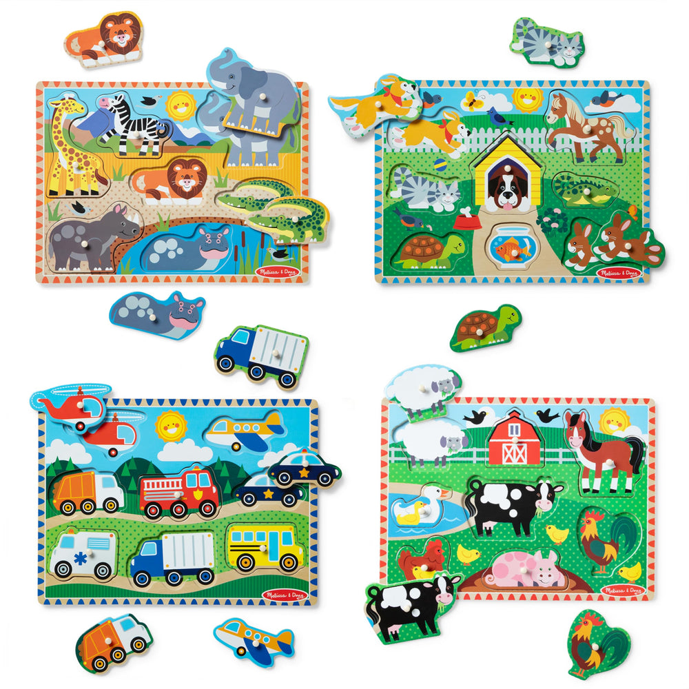 Melissa & Doug vehicles puzzle supports hand-eye coordination during classroom play