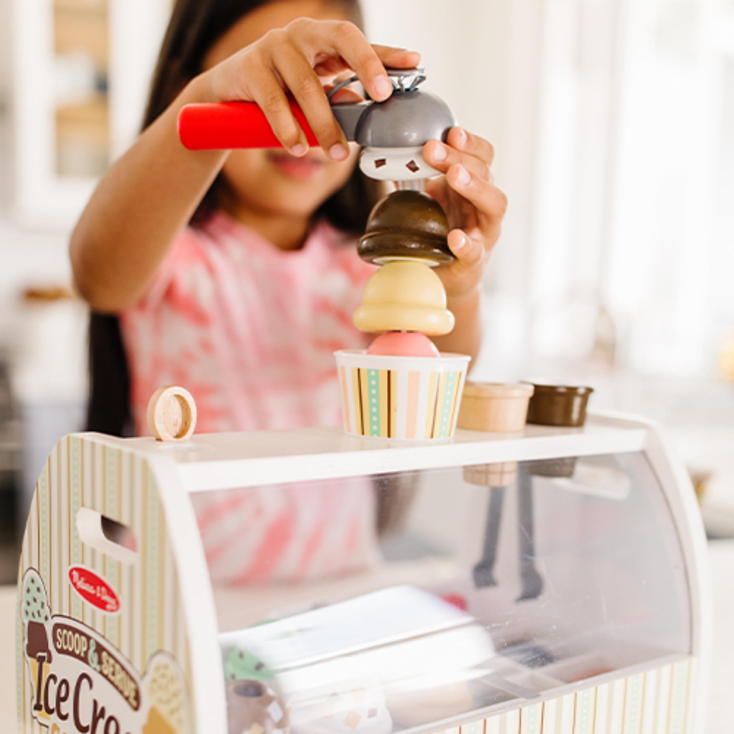 Melissa & Doug close-up of wooden scoops highlighting textures and easy-grip design
