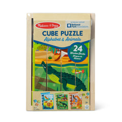 Melissa & Doug Yellowstone puzzle blocks support motor skills and park knowledge.