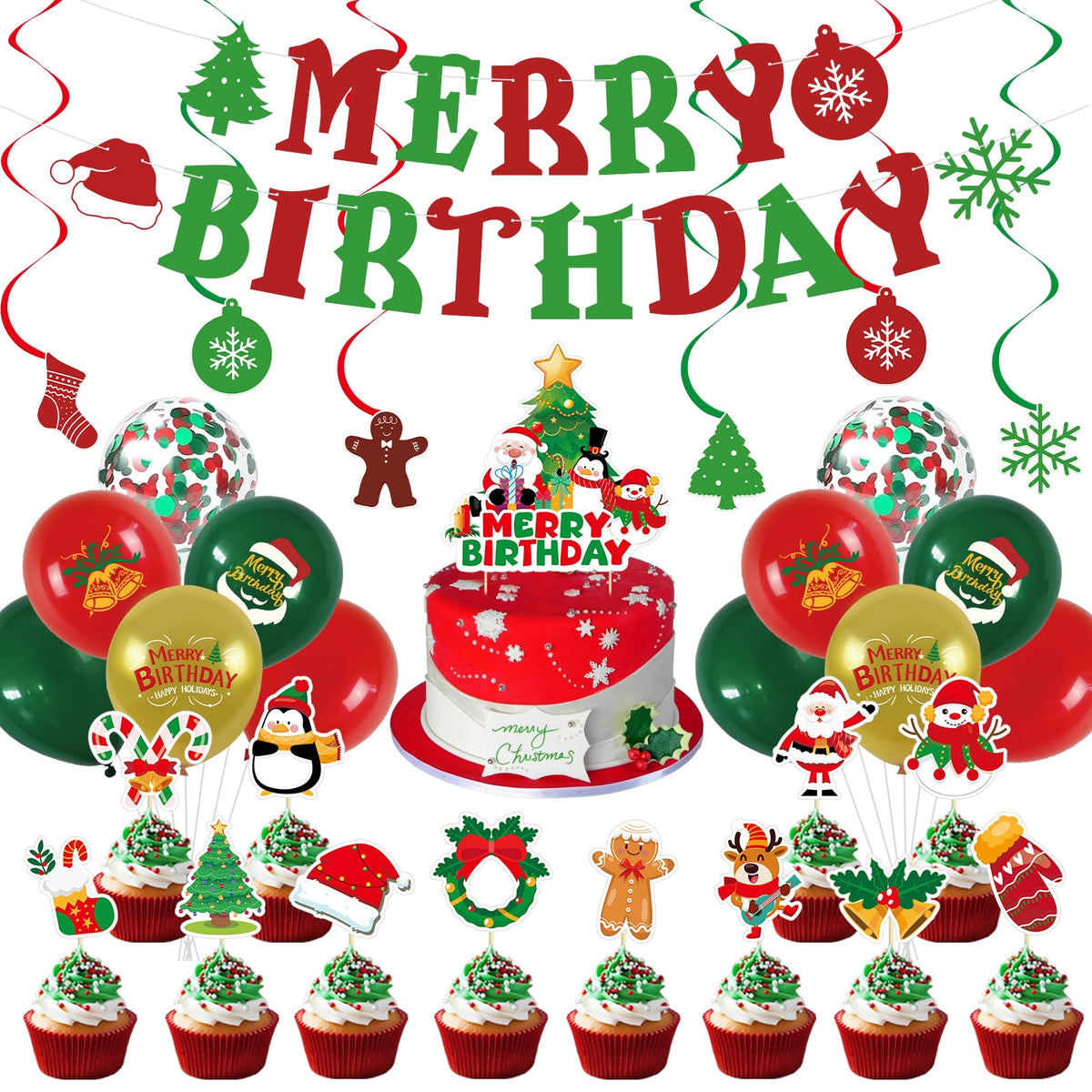 Melody Fantasy banner and swirls create a bright festive birthday mood.