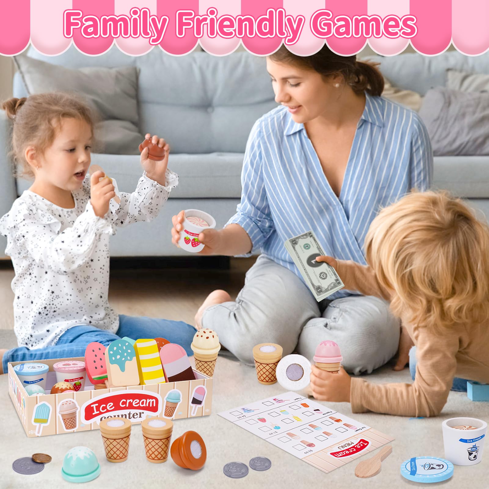 Melofaver wooden spoons enhance grip and dexterity in play kitchen scenes