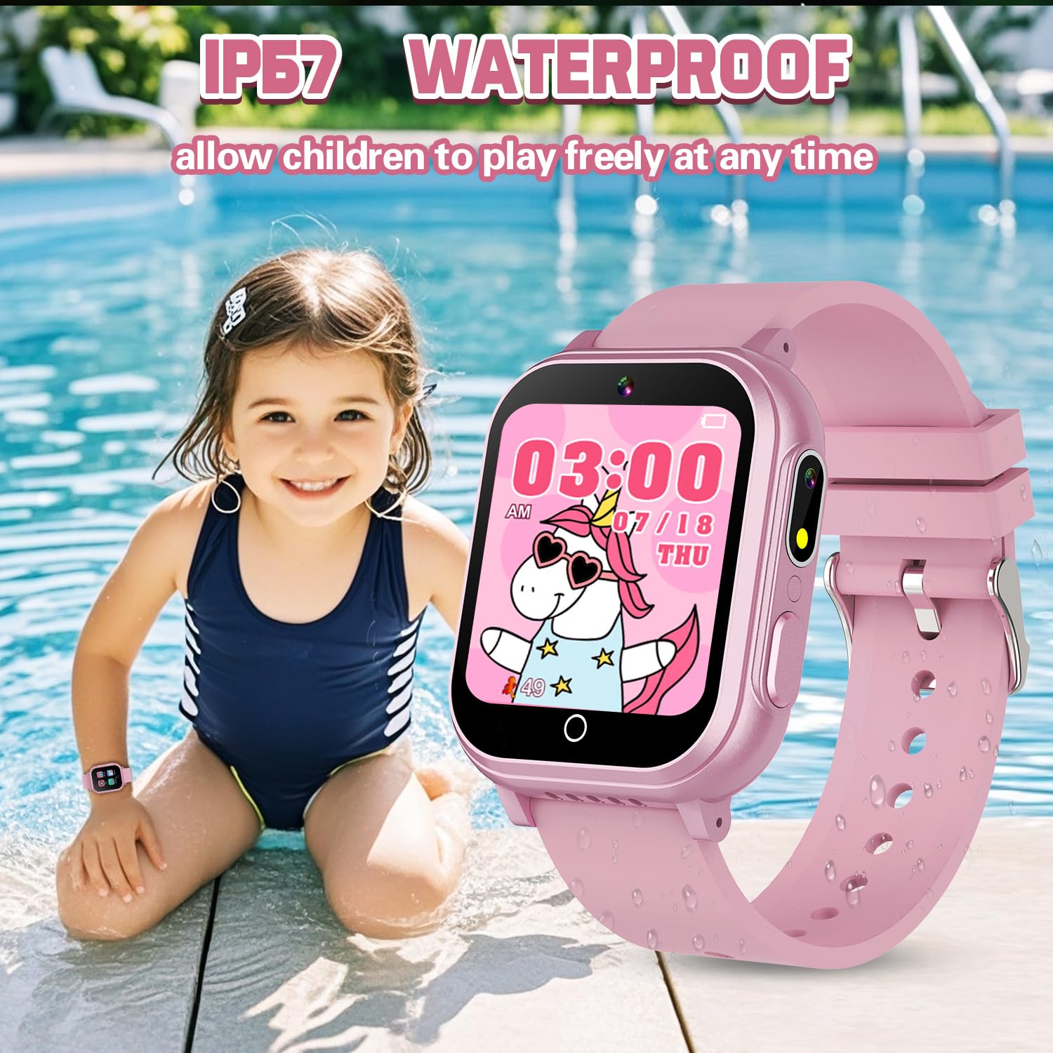 Melontti Kids Smart Watch pink dual camera captures playful moments