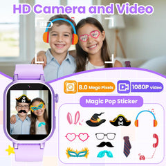 Melontti kids smartwatch purple waterproof aluminum frame close-up for splashproof protection