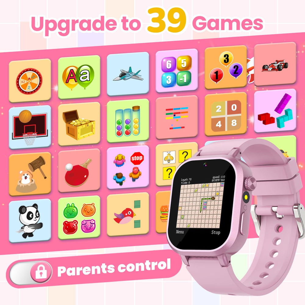 Melontti pink watch with easy-change straps for growing children.