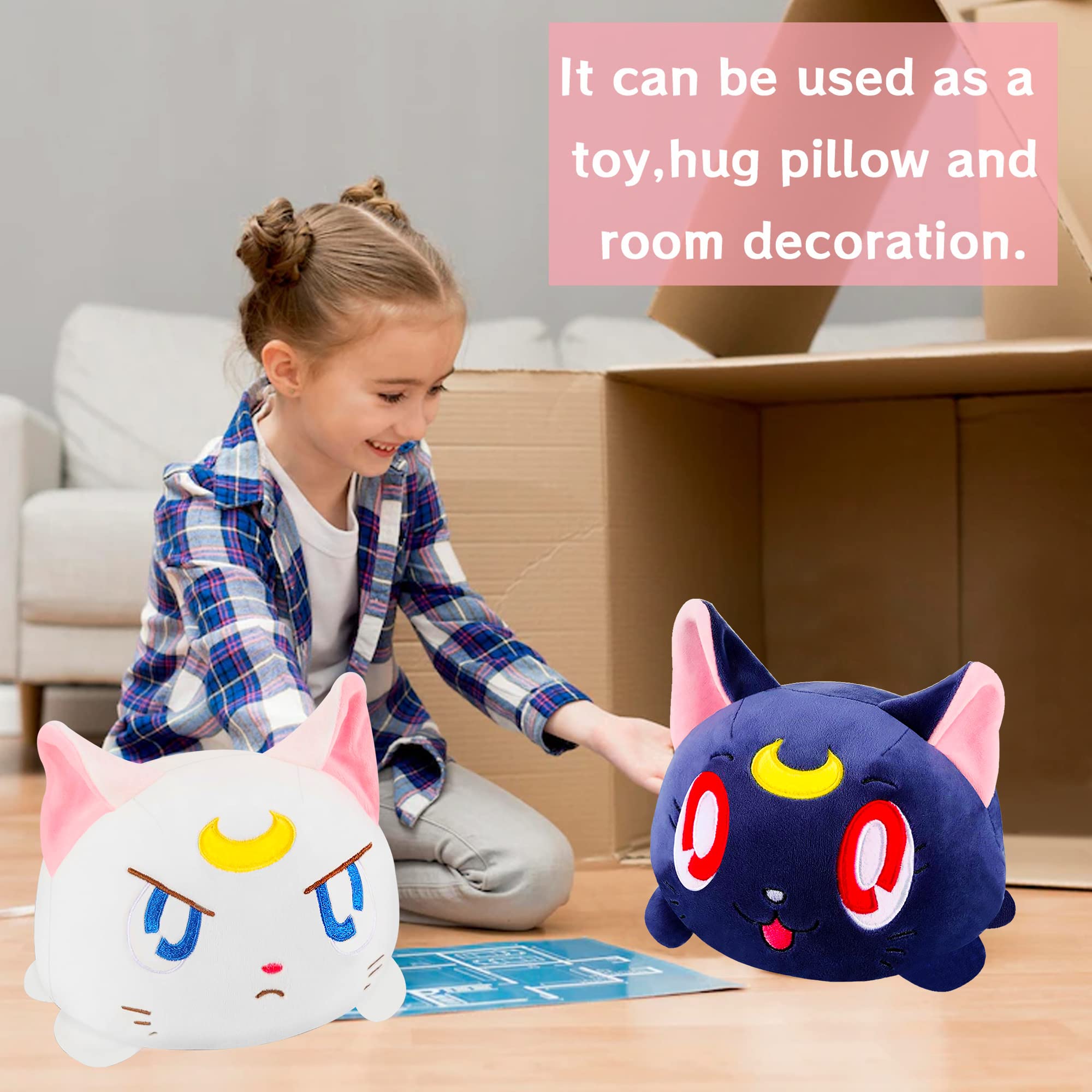 Memall cat plush toy on desk adds cute desk decor.