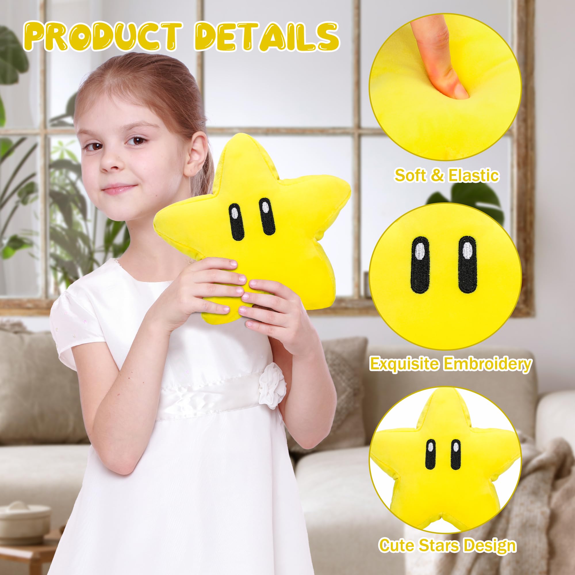 Memall Cute Star Plush vacuum-pack recovery demonstrates easy reshaping after shipping.