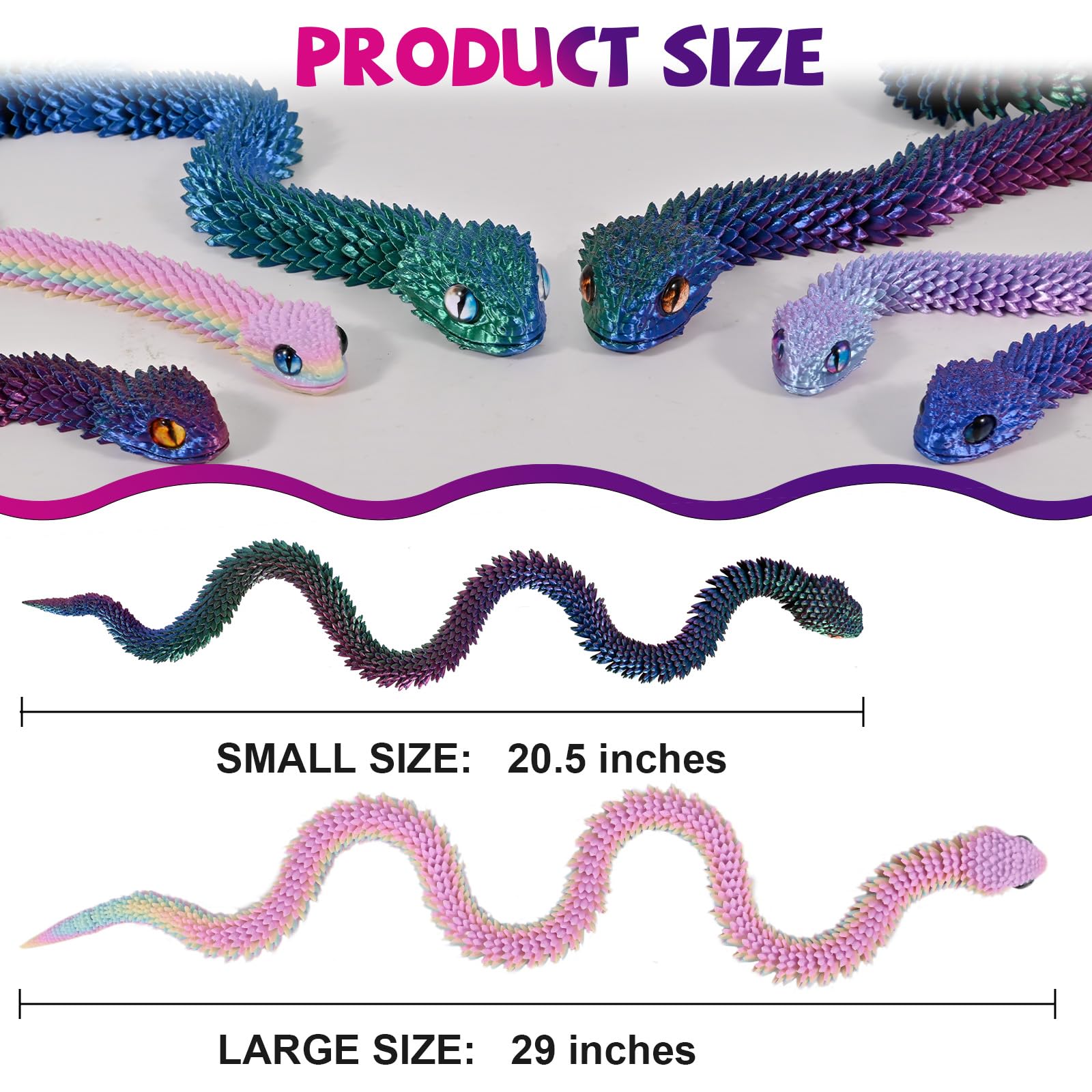 Memogizz articulated snake with flexible joints enables creative desk shaping.
