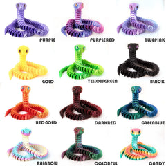 Memogizz colorful 3D printed snake showcasing 13 color options.