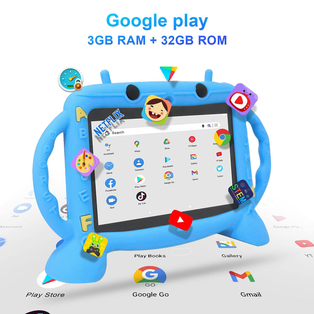 MengDash 7-inch display close-up showcases vibrant IPS for kids' videos.