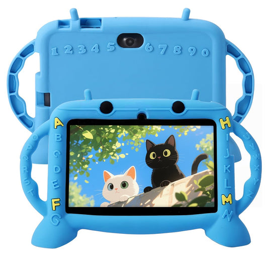 MengDash Kids Tablet 7-inch front view, compact learning companion for on-the-go play.