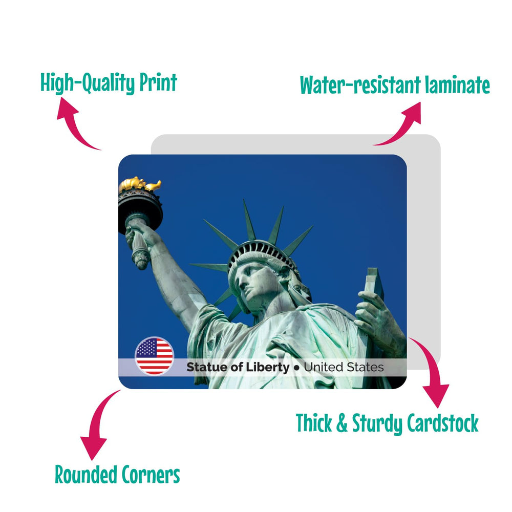Menique durable cards with rounded corners withstand travel and daily play.