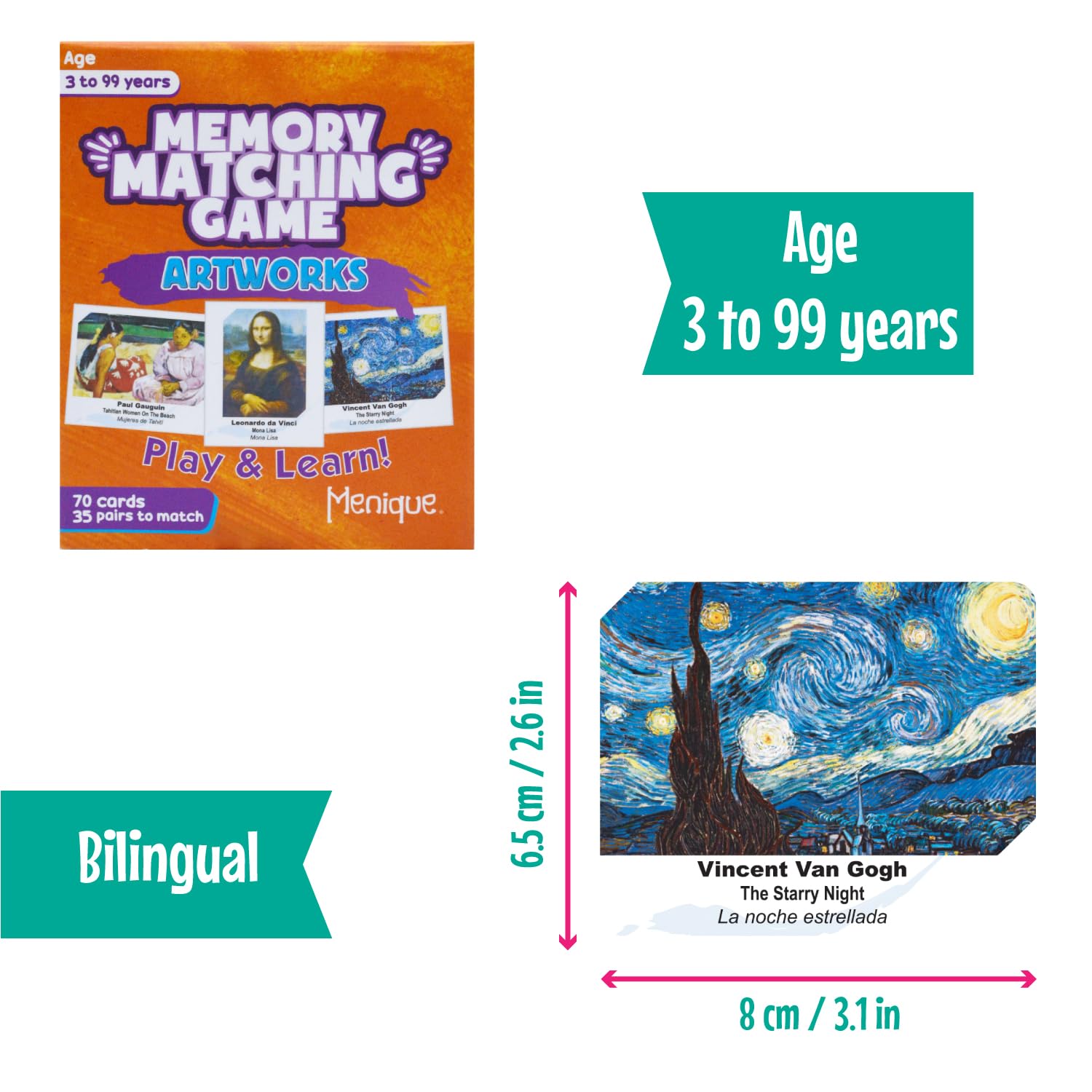 Menique Memory Mona Lisa card supports bilingual learning of titles and artists