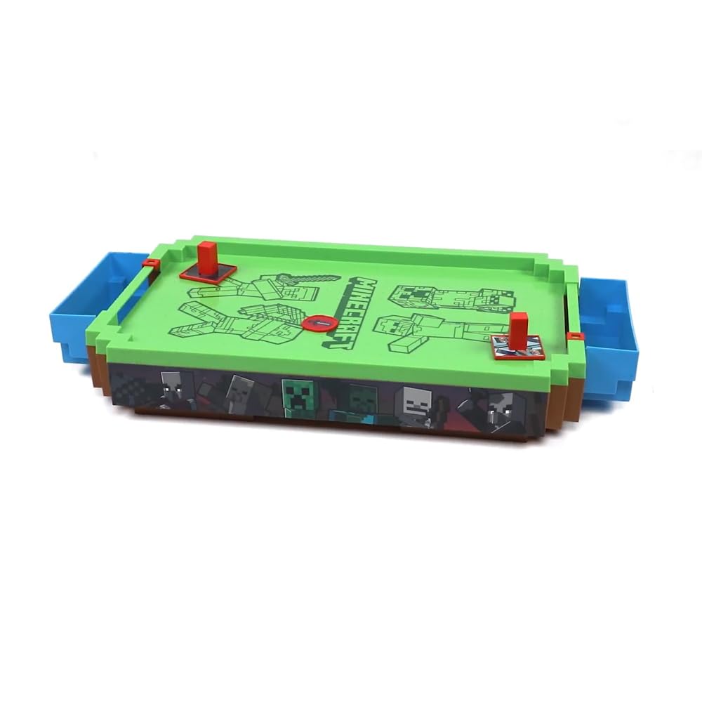 Menkind Minecraft Arcade Air Hockey Overworld official license with iconic characters on display.