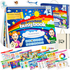 MENKRISE Busy Book with 14 themed illustrations encourages early letter and shape exploration