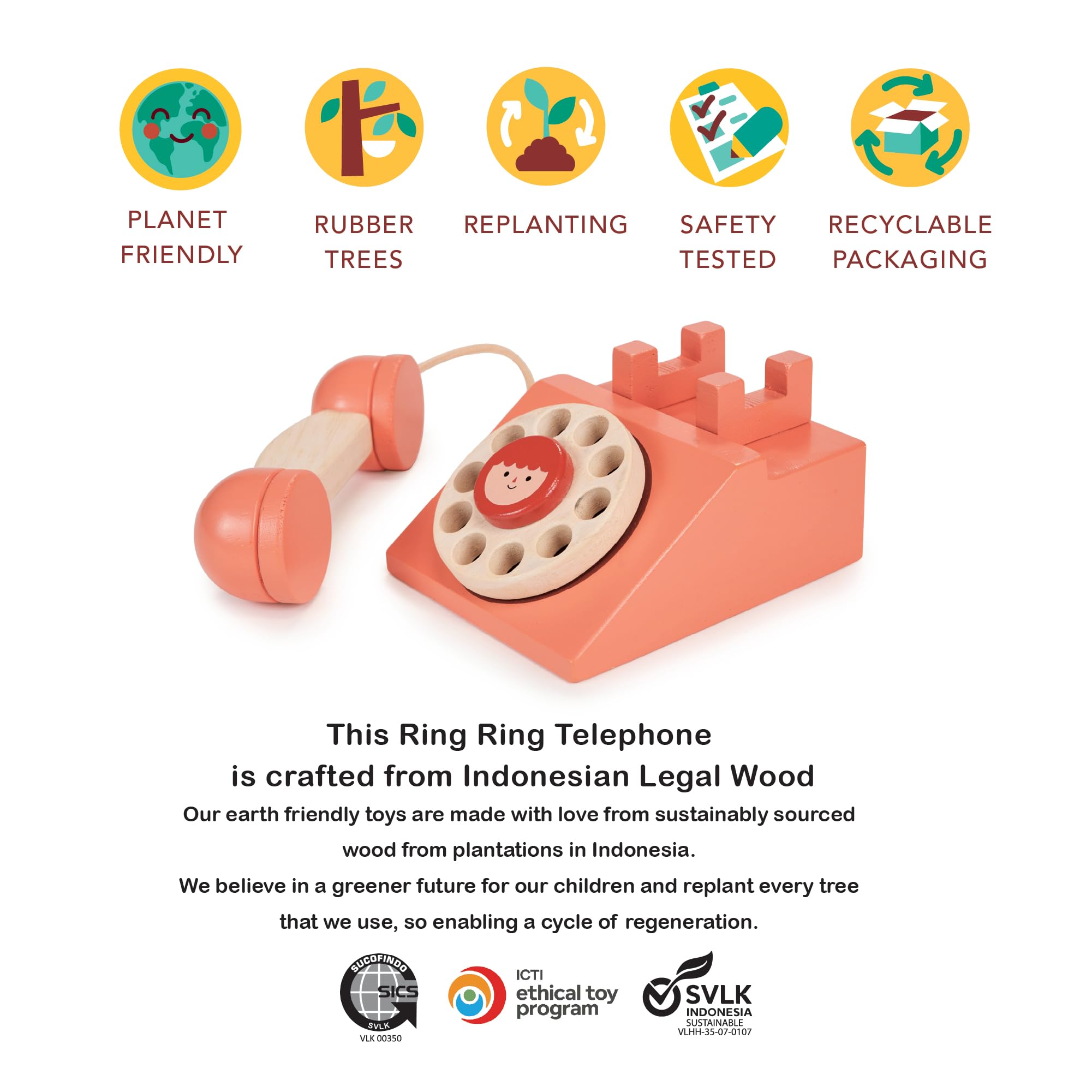 Earth-friendly rubber wood and non-toxic paints ensure a safer playtime.