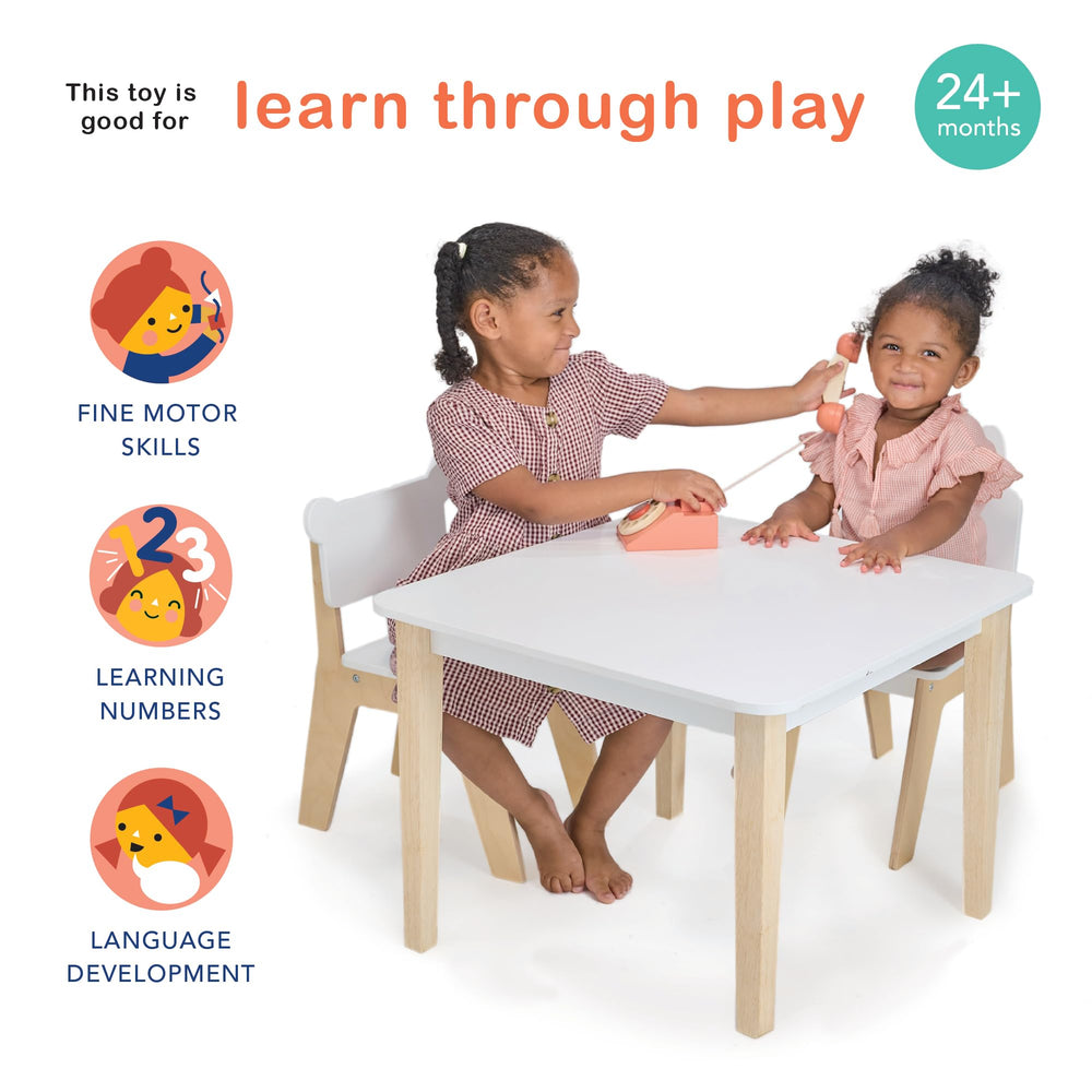 Compact-sized Mentari Ring Ring Telephone with tethered cord for authentic play moments.