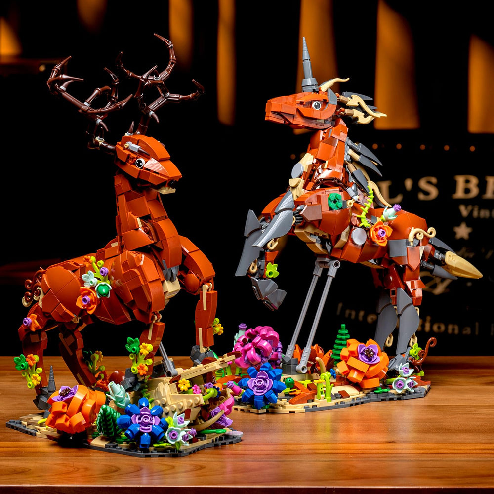 MENTOJOY Deer and Unicorn with floral details for imaginative display