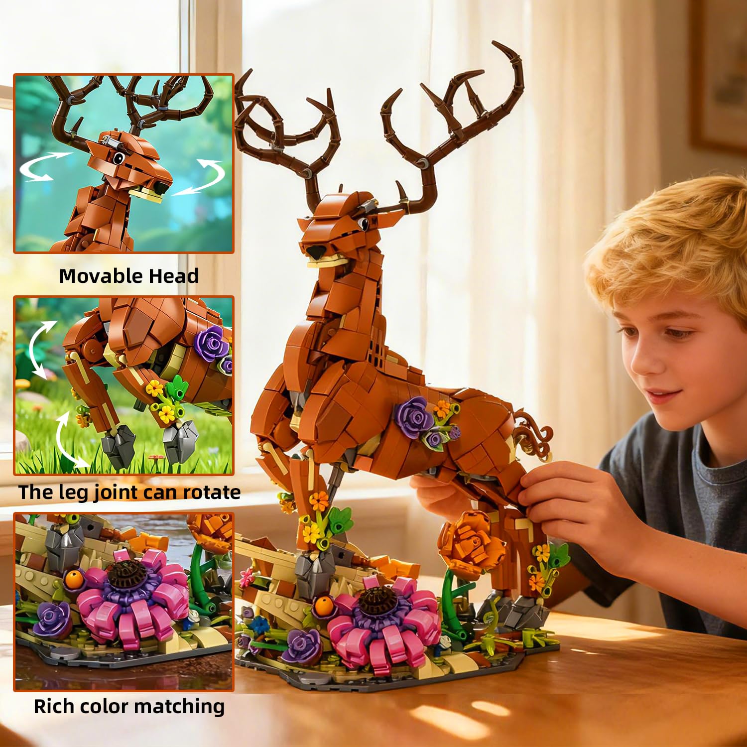 MENTOJOY Floral accents adorn deer and unicorn for visual appeal
