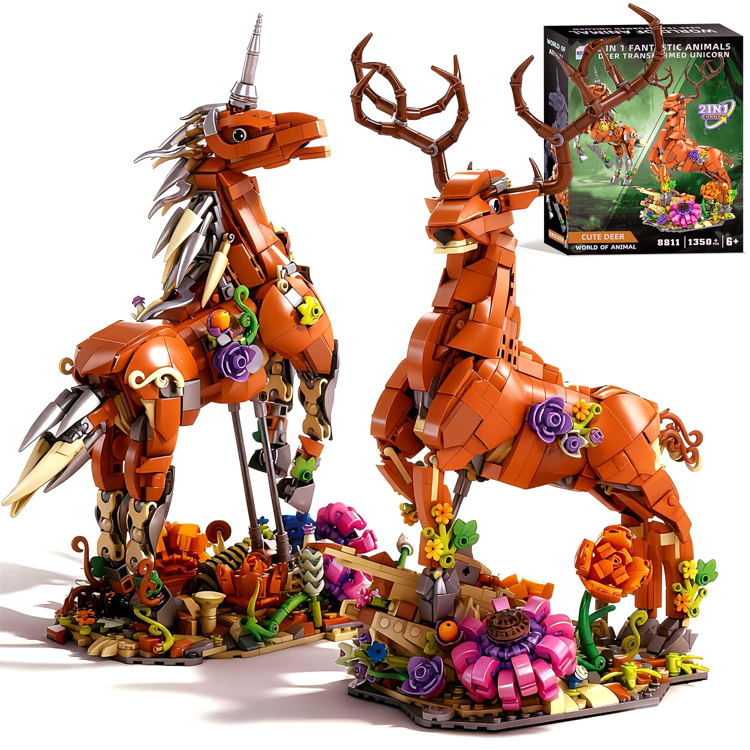 MENTOJOY Unicorn Building Set – dual creatures for creative play