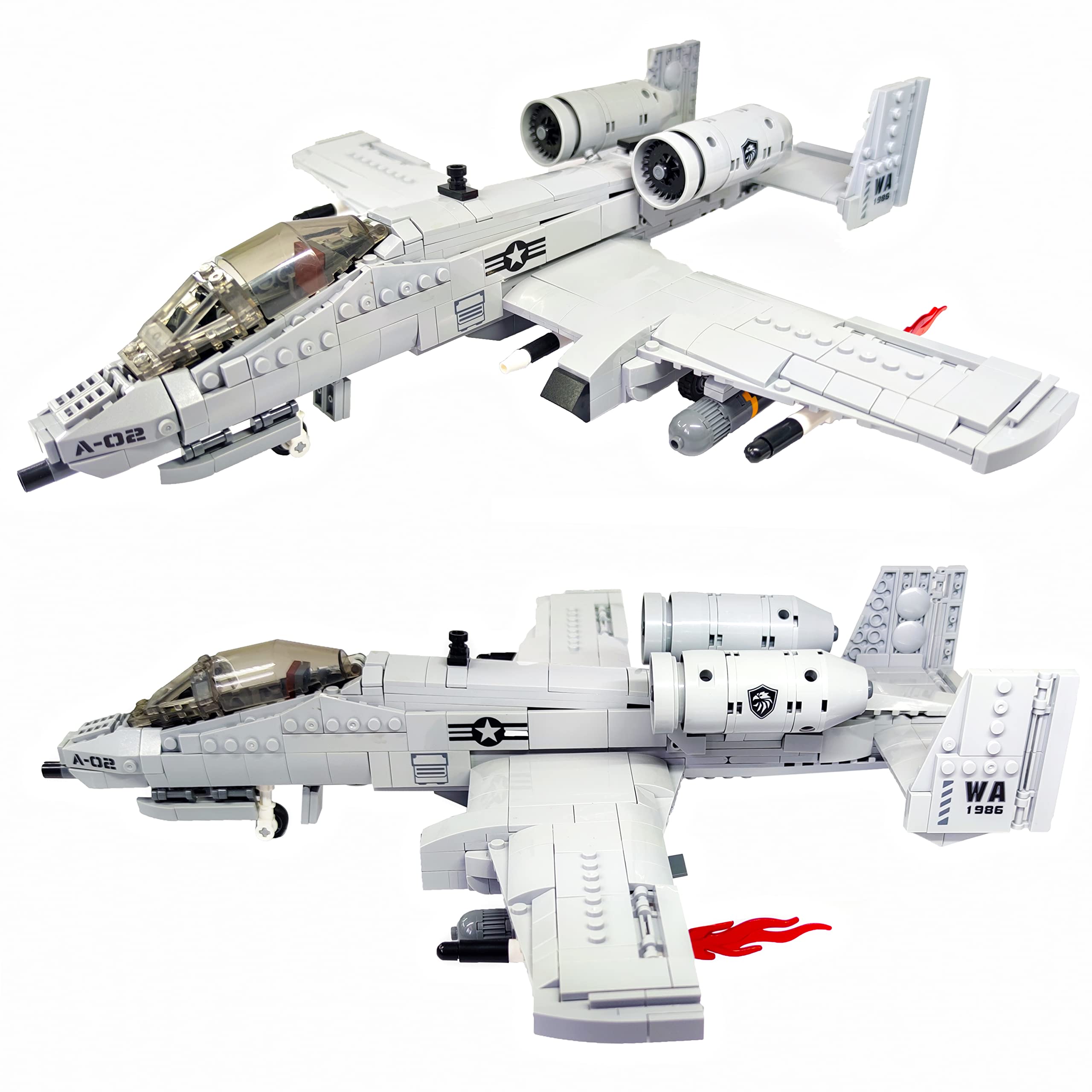 MEOA A10 Warthog plane front view shows sturdy bricks for an eye-catching display