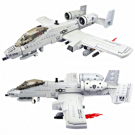 MEOA A10 Warthog plane front view shows sturdy bricks for an eye-catching display