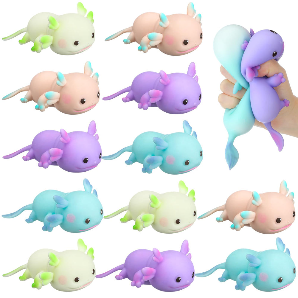 Meooeck axolotl toy multicolor pack for party favors and playful decor.