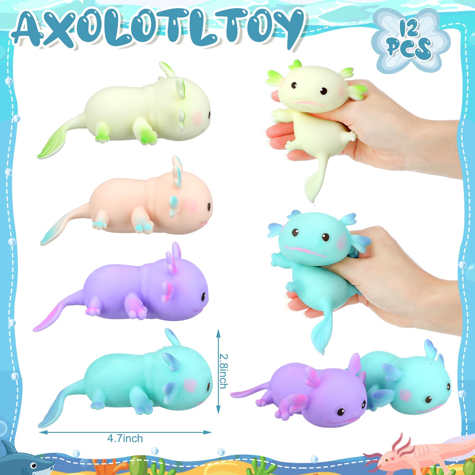 Meooeck axolotl toy stress-relief, compact for fidgeting at your desk.