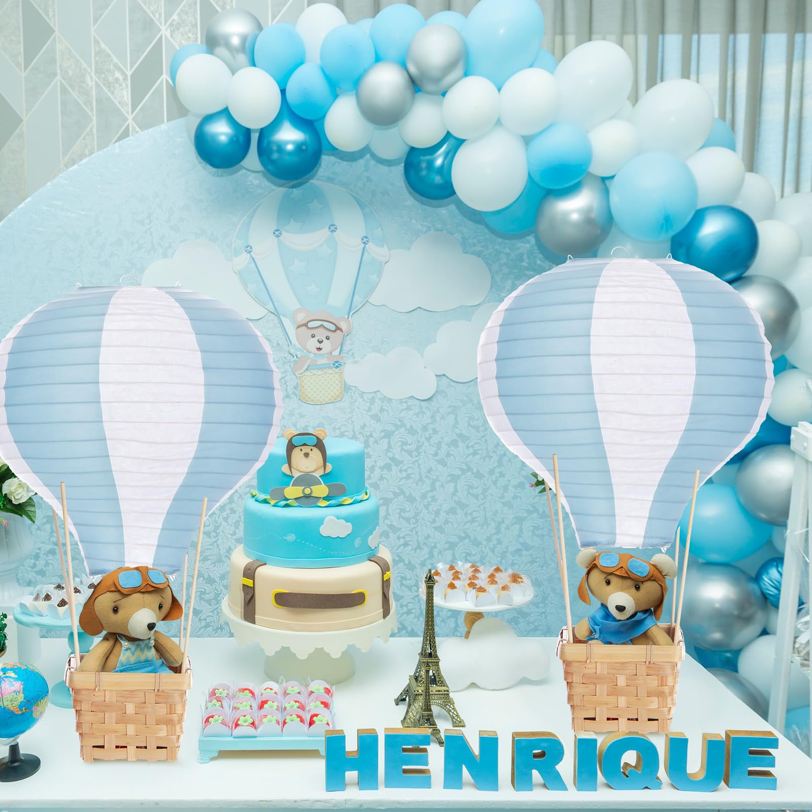 Meooeck blue paper lantern ready to hang