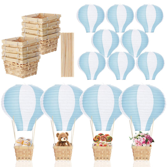 Meooeck blue hot air balloon centerpiece 11.8 inch for elegant table decor