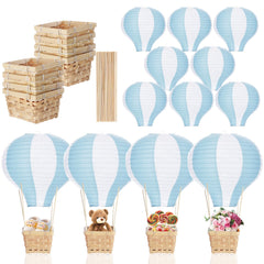 Meooeck blue hot air balloon centerpiece 11.8 inch for elegant table decor