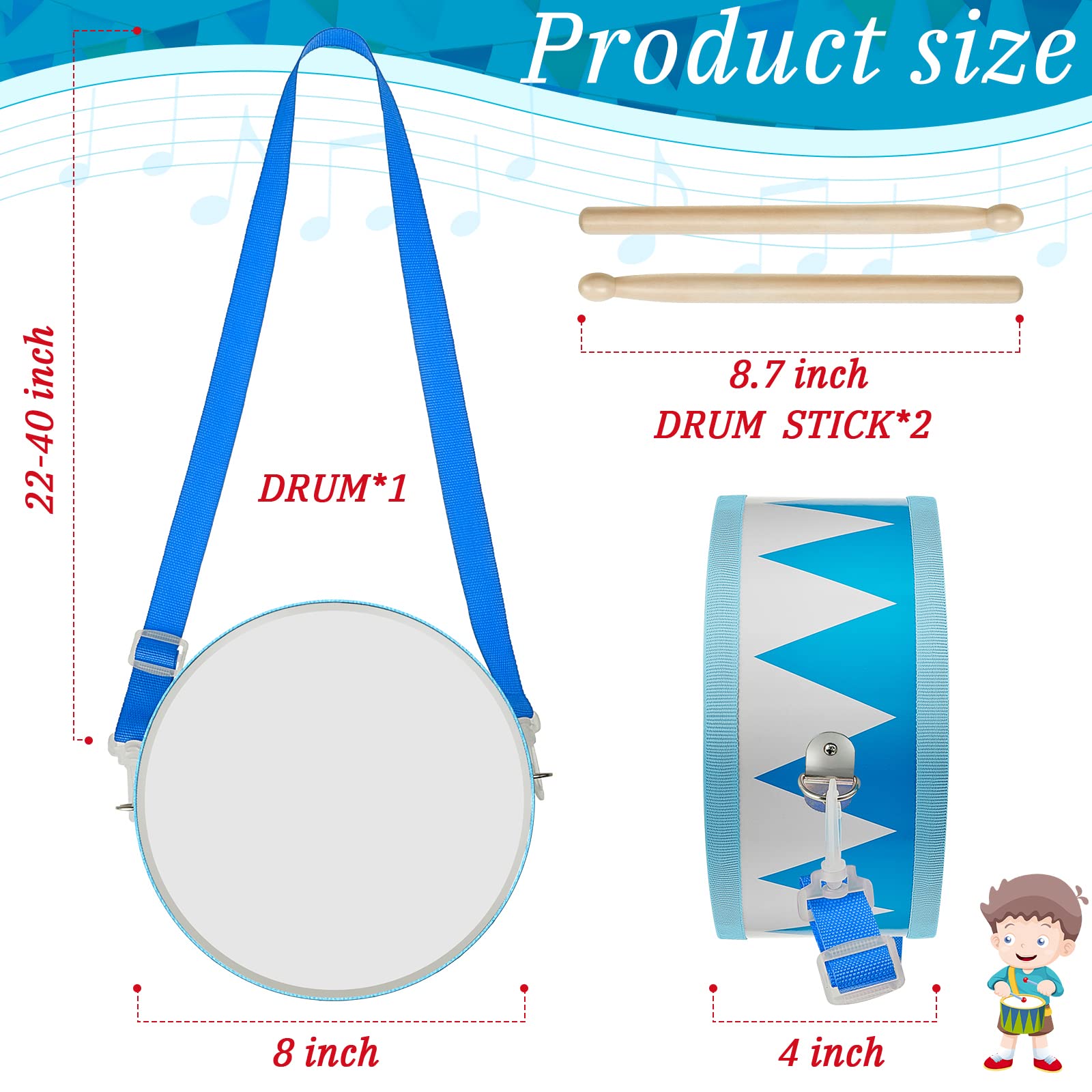 Meooeck Kids Drum Set dual sides design enhances interactive play.