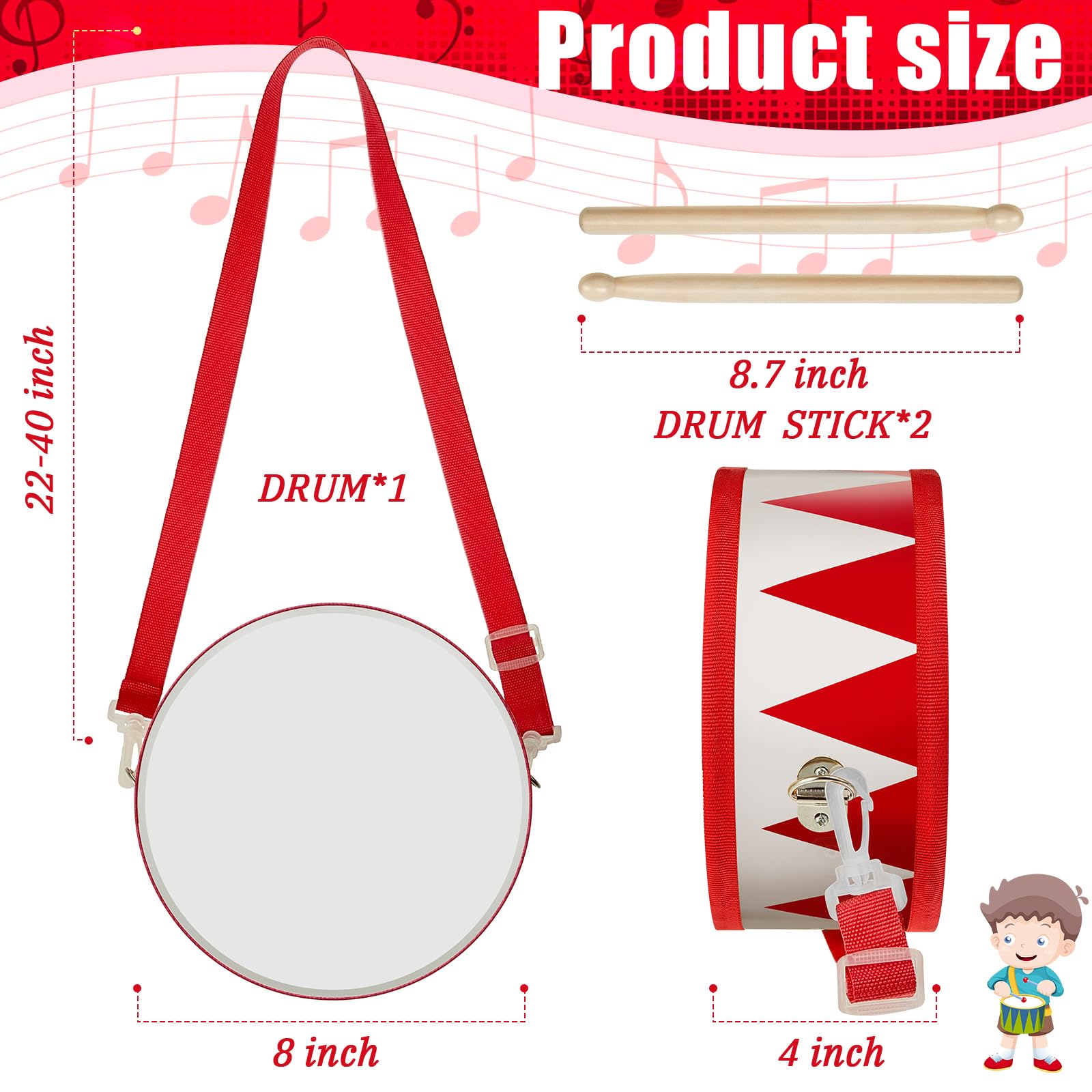 Meooeck Kids Drum wooden drumsticks lightweight and comfortable for little performers.