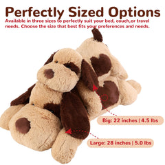 Meowtastic brown dog cuddly weighted plush bedtime companion for calm evenings.