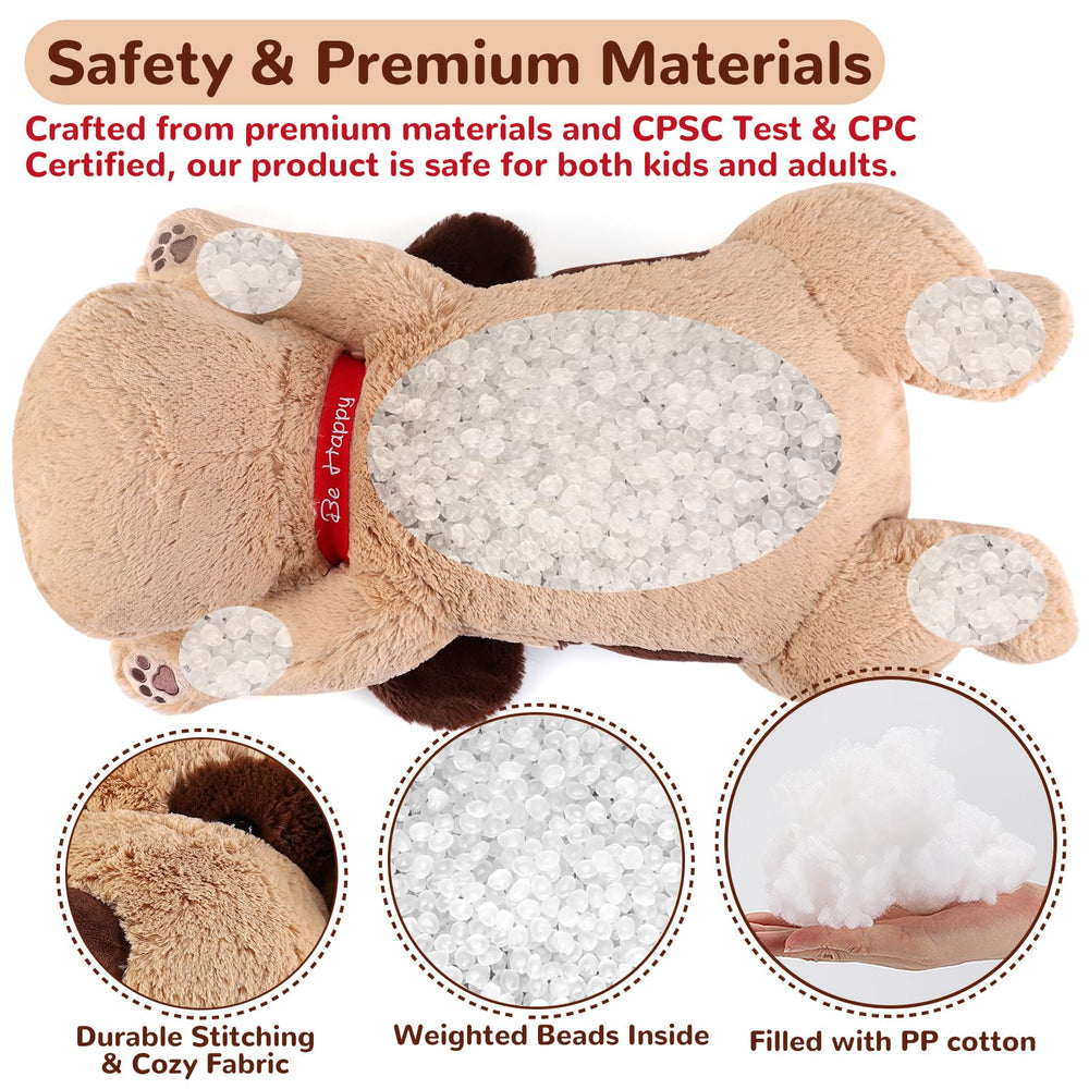 Meowtastic brown dog weighted plush gift idea 22in for kids and adults.